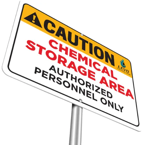 Aluminum Heavy-Duty .080” Safety Signage Displaying Caution: Chemical Storage Area / Authorized Personnel Only